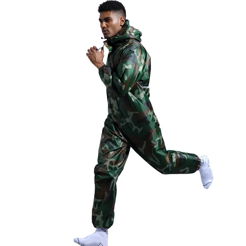 Waterproof One-Piece Overalls With Hood Oil-Resistant Work Safety Clothing Coverall For Sparying Painting Factory Clothes
