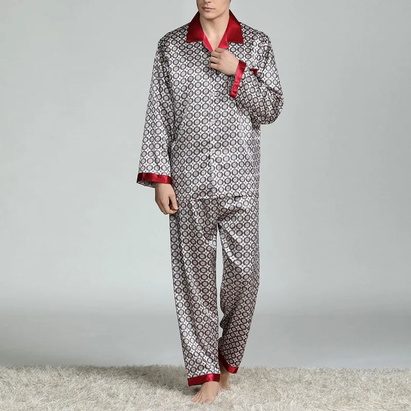Herr Pyjamas Satinsiden – Lyxigt 2-delat Loungewear Set, 6 Motiv L–XXXL