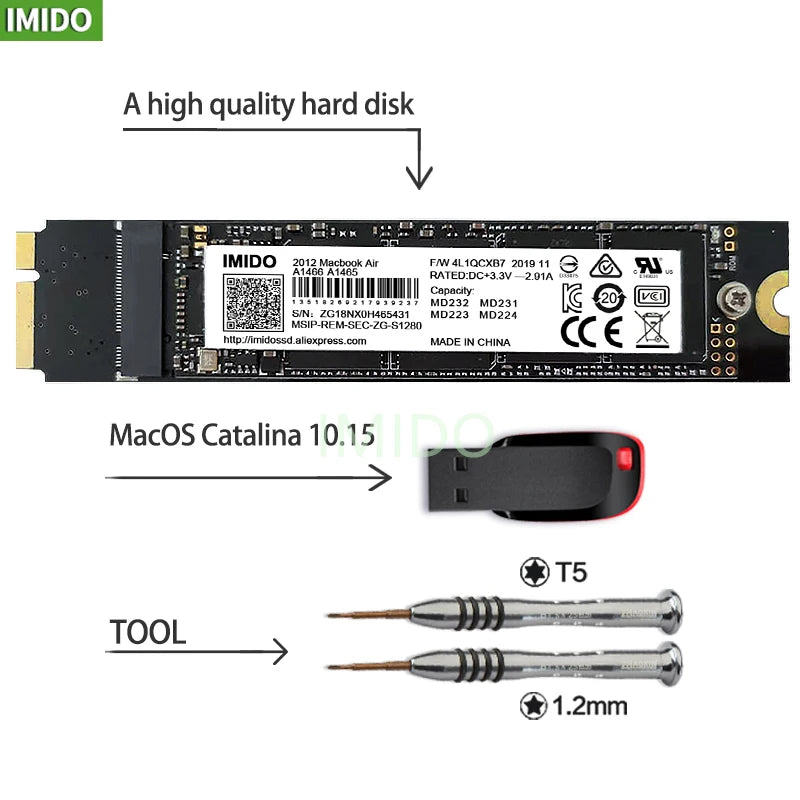 Macbook SSD Hard Disk For Laptop 512gb 256gb Compatible With Air 2012 A1465/66 Large Compacity Disk Imido Store SSD