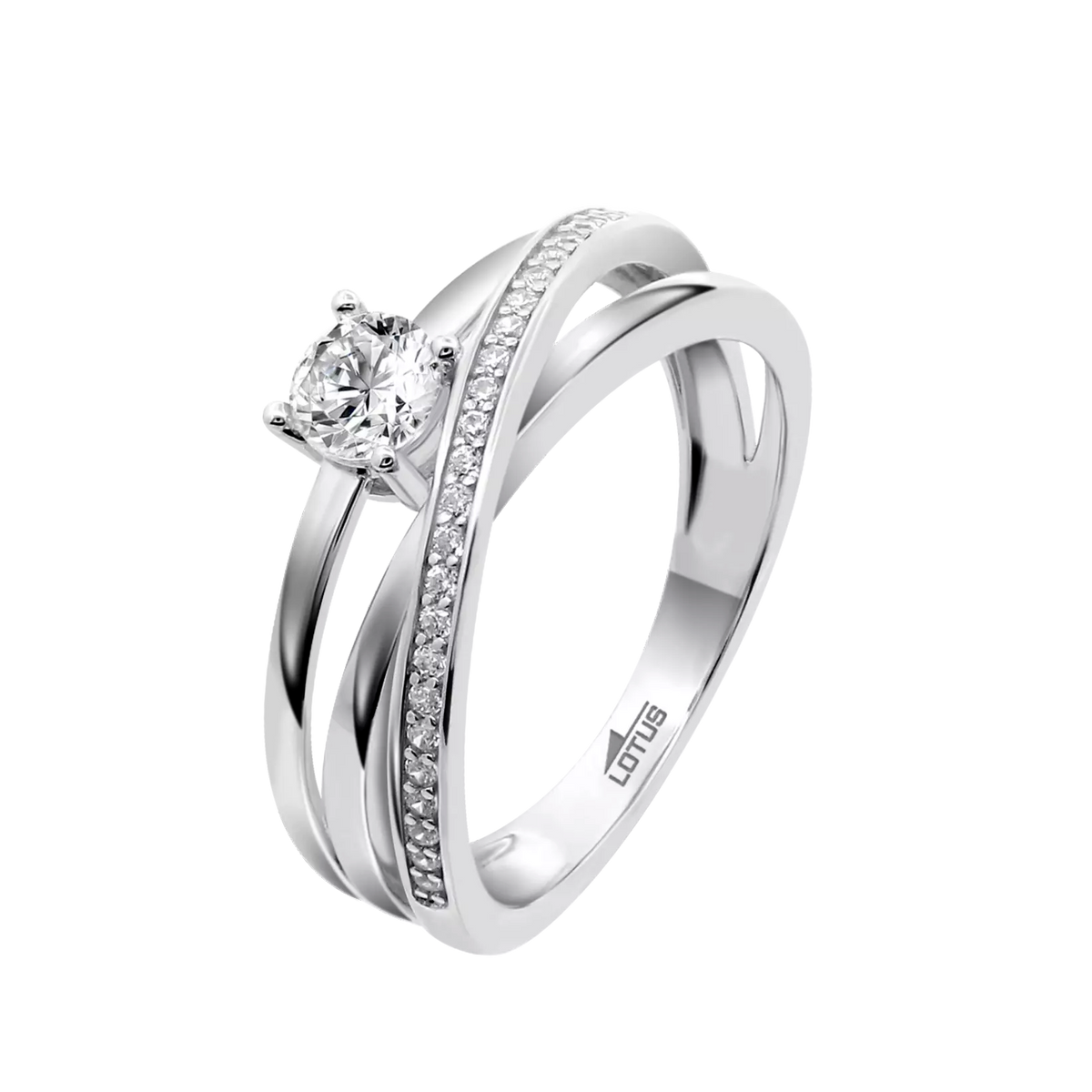 Lotus Silver Ring i Sterling Silver 925 med Zirkoner – Dam, Storlek 16