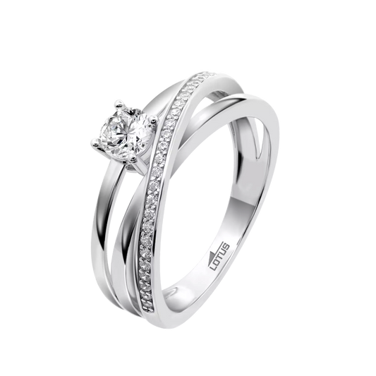 Lotus Silver Ring i Sterling Silver 925 med Zirkoner – Dam, Storlek 16