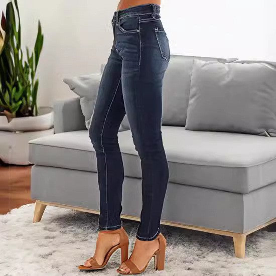 Summer Jeans for Women Ankle Length Denim Pencil Pants Zipper Fly Washing Slim Fit Pockets Streetwear Spring 2025 Slght Strech