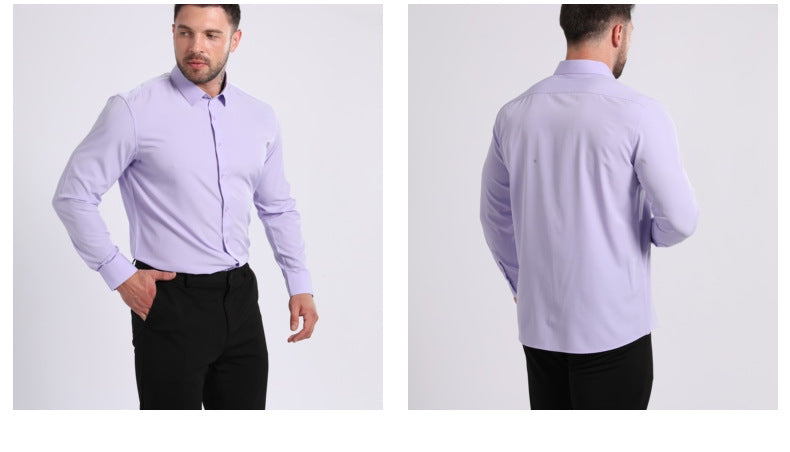 Cross-Border Lightweight Stretchy Plus-Size Men's Shirts, Wrinkle-Resistant Long-Sleeve Shirts, Amazon Cardigan Long-Sleeve Shirts for Men