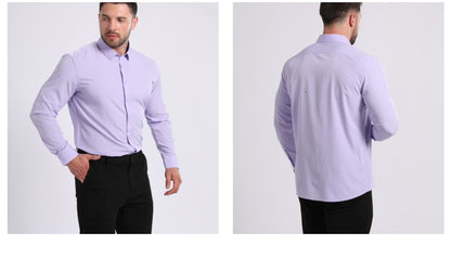 Cross-Border Lightweight Stretchy Plus-Size Men's Shirts, Wrinkle-Resistant Long-Sleeve Shirts, Amazon Cardigan Long-Sleeve Shirts for Men