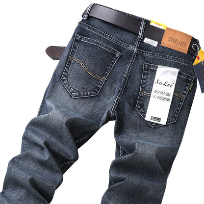 Herrjeans Straight Leg Stretch – Sulee Business Casual Denim Tvättad Allväders W28–W40 2026