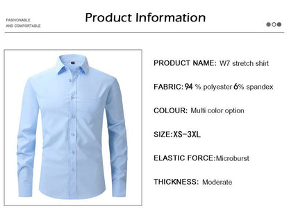 Cross-Border Lightweight Stretchy Plus-Size Men's Shirts, Wrinkle-Resistant Long-Sleeve Shirts, Amazon Cardigan Long-Sleeve Shirts for Men