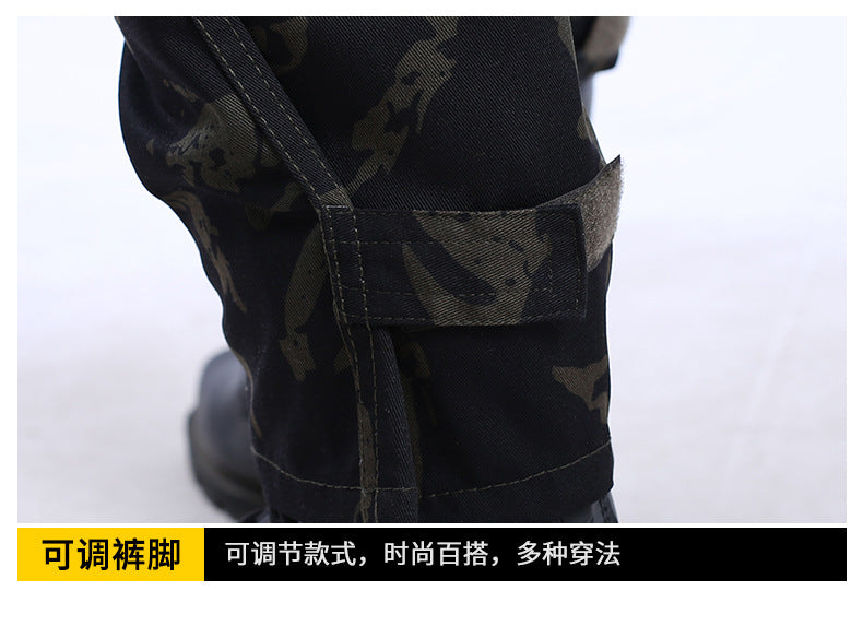 Spring and Autumn Camouflage Work Clothes Men's Anti-Scratch Wear-Resistant Labor Protection Clothing Thickened New suit Pants Site Maintenance Auto Repair Clothing