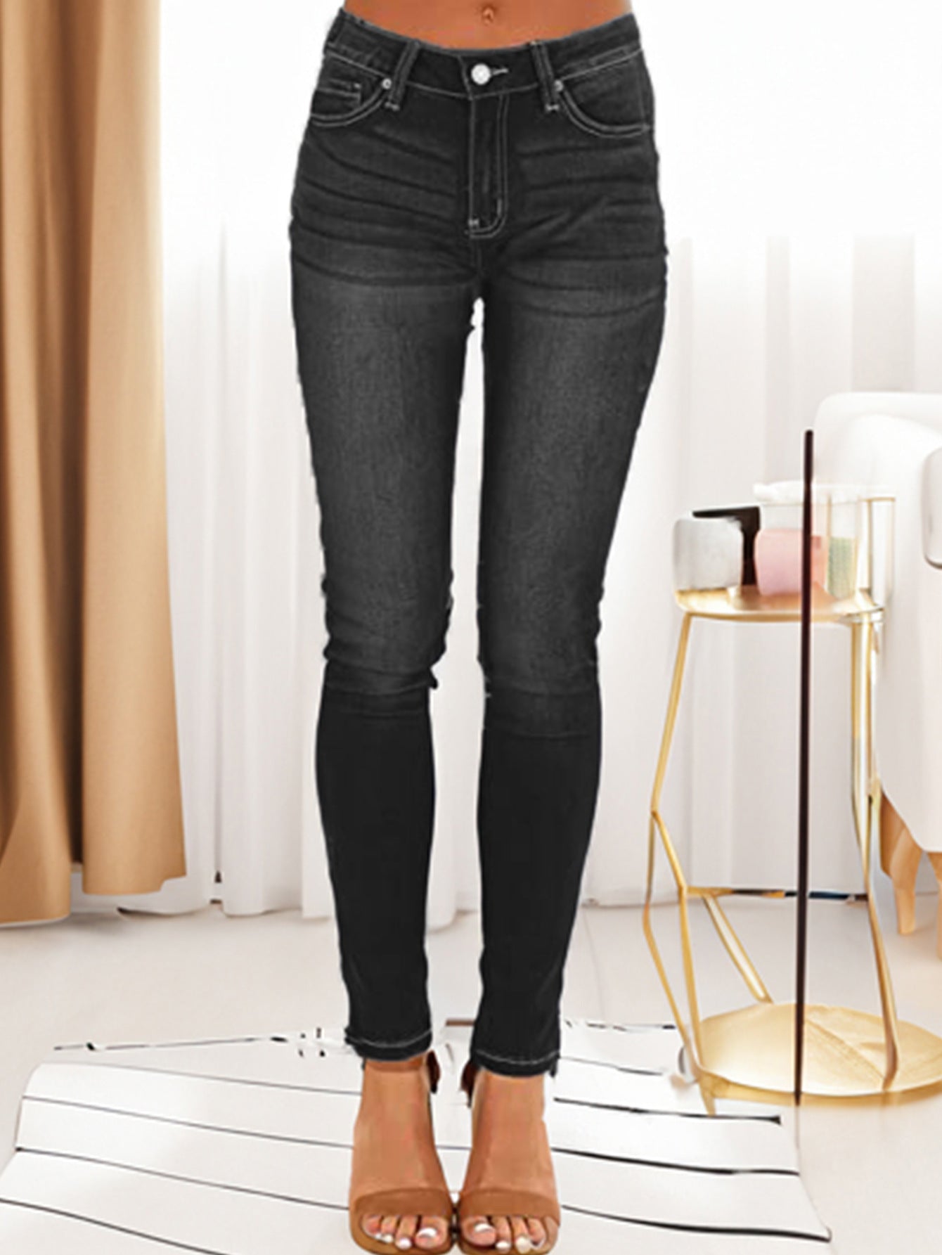 Summer Jeans for Women Ankle Length Denim Pencil Pants Zipper Fly Washing Slim Fit Pockets Streetwear Spring 2025 Slght Strech