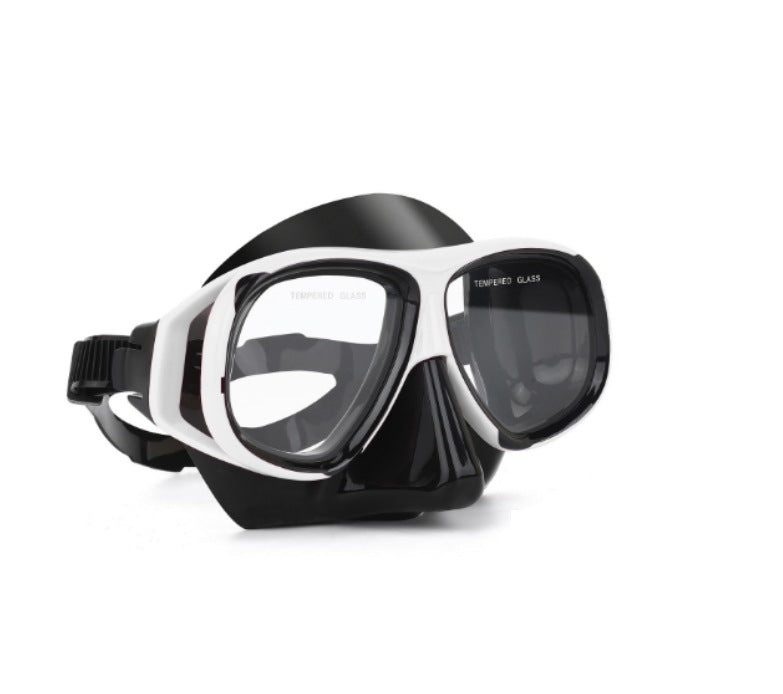 Wave Snorkelset med Styrkelinser – Härdat Glas Torr Andningstub Silikon Anti-Dimma 0–600° Dykglasogön