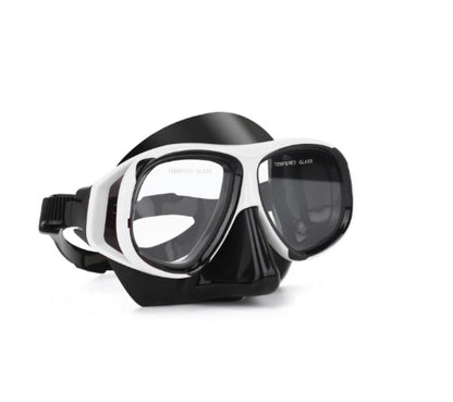 Wave Snorkelset med Styrkelinser – Härdat Glas Torr Andningstub Silikon Anti-Dimma 0–600° Dykglasogön