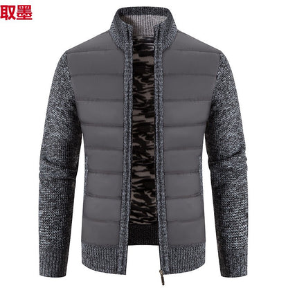 Foreign trade cross-border 2024 winter new spell cardigan sweater men's coat sweater European and American style sweater stand collar