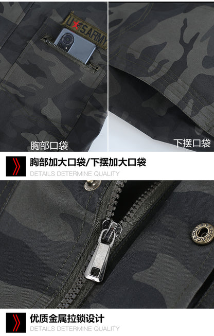 Spring and Autumn Military Training Camouflage Clothing, Breathable and Wear-Resistant Work Clothes, Tops and Pants, Auto Repair Construction Site Labor Protection Work Clothes