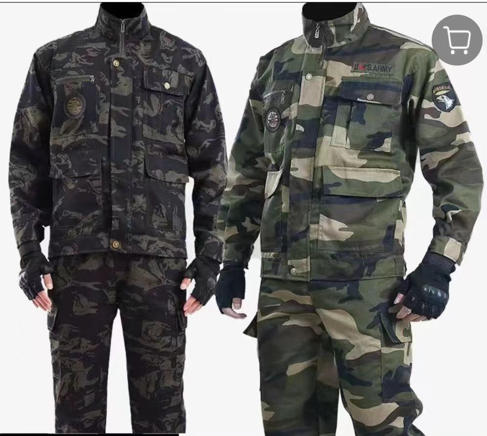Spring and Autumn Military Training Camouflage Clothing, Breathable and Wear-Resistant Work Clothes, Tops and Pants, Auto Repair Construction Site Labor Protection Work Clothes