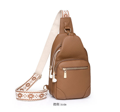 Cross-border Women's Chest Bag Soft Leather Fashion New Chest Crossbody Bag 2024 All-match Outgoing Backpack Casual Shoulder Bag