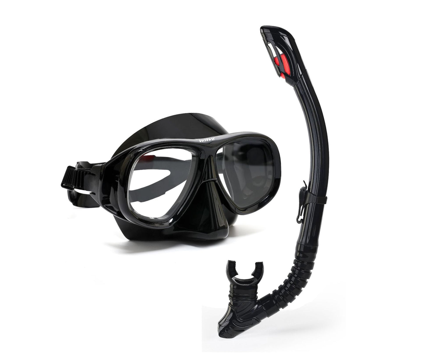 Wave Snorkelset med Styrkelinser – Härdat Glas Torr Andningstub Silikon Anti-Dimma 0–600° Dykglasogön