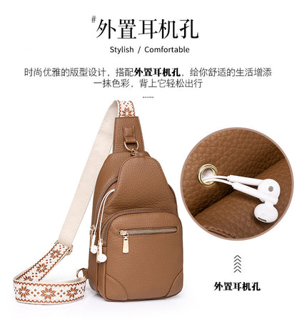 Cross-border Women's Chest Bag Soft Leather Fashion New Chest Crossbody Bag 2024 All-match Outgoing Backpack Casual Shoulder Bag