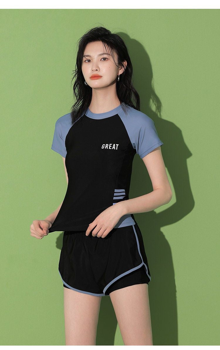 Dambaddräkt Delad Stil – Magdöljande Bröstdyna Polyester Svart & Vit M–2XL Badkläder Dam 30060 2026
