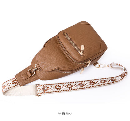 Cross-border Women's Chest Bag Soft Leather Fashion New Chest Crossbody Bag 2024 All-match Outgoing Backpack Casual Shoulder Bag