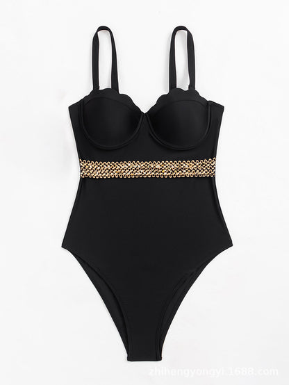 Dam Helbaddräkt Stålbygel & Bröstkudde – Tight Sexig Stropp Nylon Svart & Turkos S–XL Badkläder Dam 220431A 2026