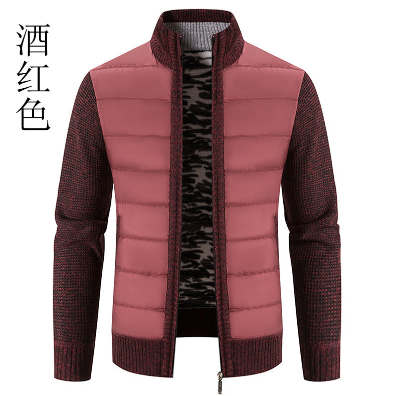 Foreign trade cross-border 2024 winter new spell cardigan sweater men's coat sweater European and American style sweater stand collar