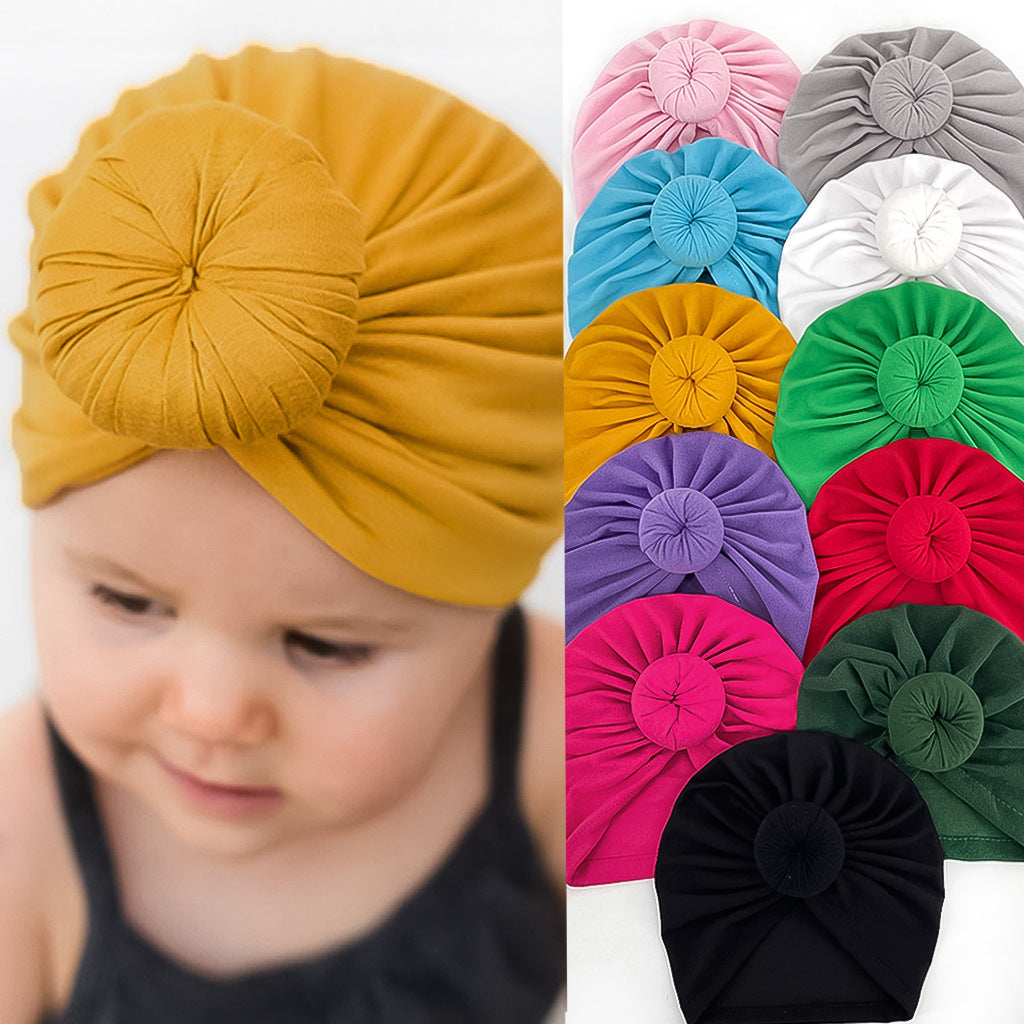 Babyturbanhatt med Knut – Enfärgad Andningsbar Varm Vindtät 11 Färger Unisex 1–2 År x-18129 2026