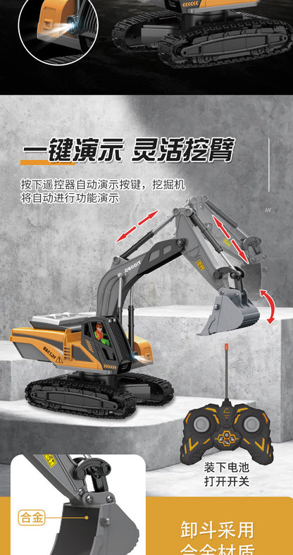 Cross-border 11-way children's electric toy lighting and sound effects engineering vehicle 1:20 crawler alloy remote control excavator model