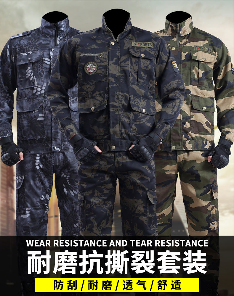 Spring and Autumn Camouflage Work Clothes Men's Anti-Scratch Wear-Resistant Labor Protection Clothing Thickened New suit Pants Site Maintenance Auto Repair Clothing
