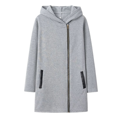Fashion Trend Loose Side Zipper Plus Fleece Jacket Hooded Sweater Woman