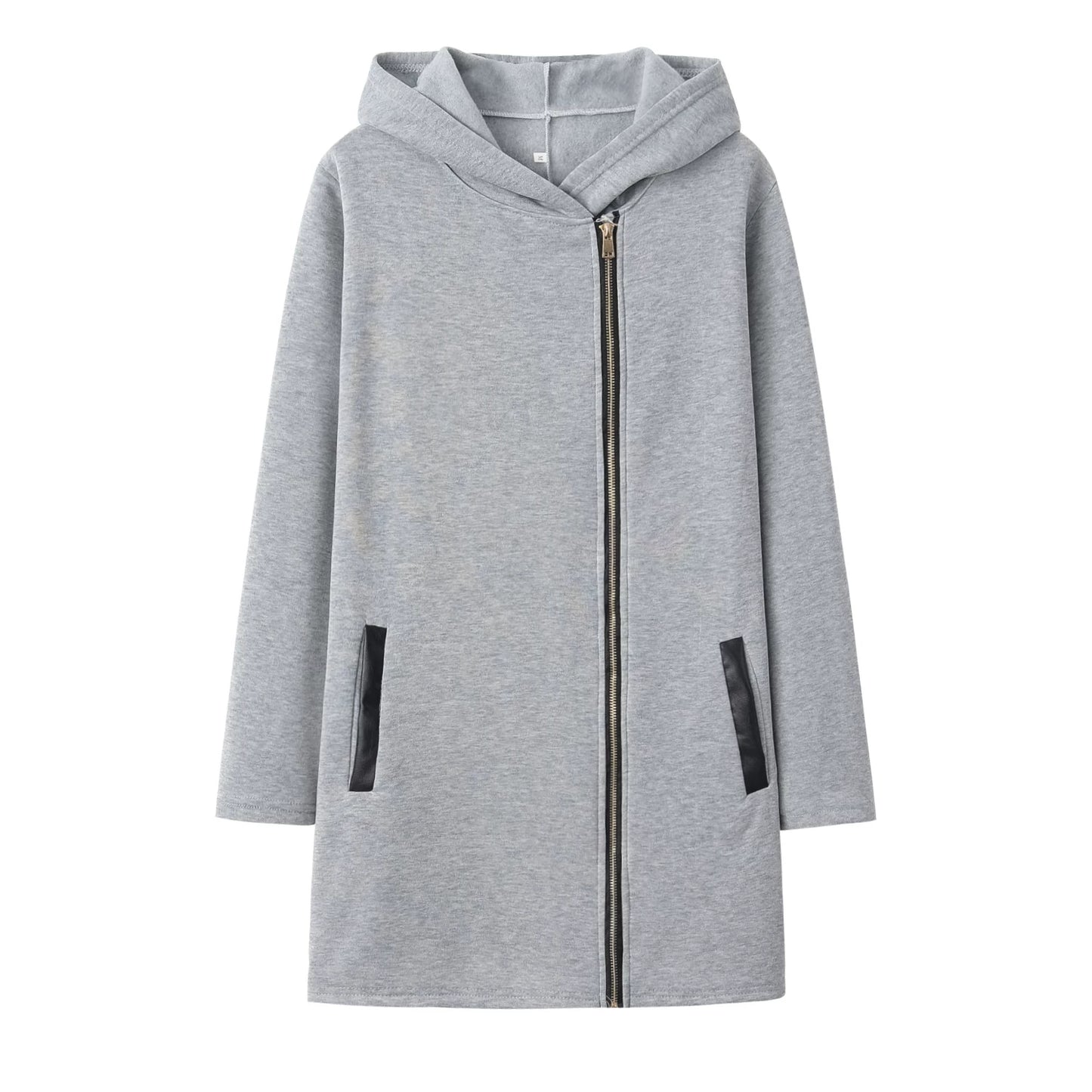 Fashion Trend Loose Side Zipper Plus Fleece Jacket Hooded Sweater Woman