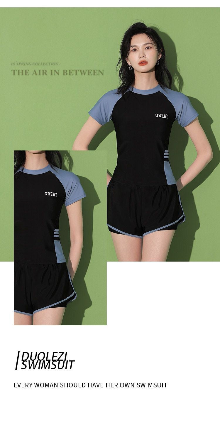 Dambaddräkt Delad Stil – Magdöljande Bröstdyna Polyester Svart & Vit M–2XL Badkläder Dam 30060 2026