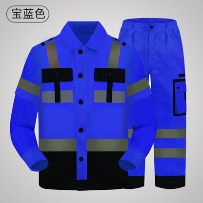 Work clothes suit long sleeve new polyester cotton wear-resistant breathable work clothes sanitation workshop auto repair engineering clothes Labor protective clothing