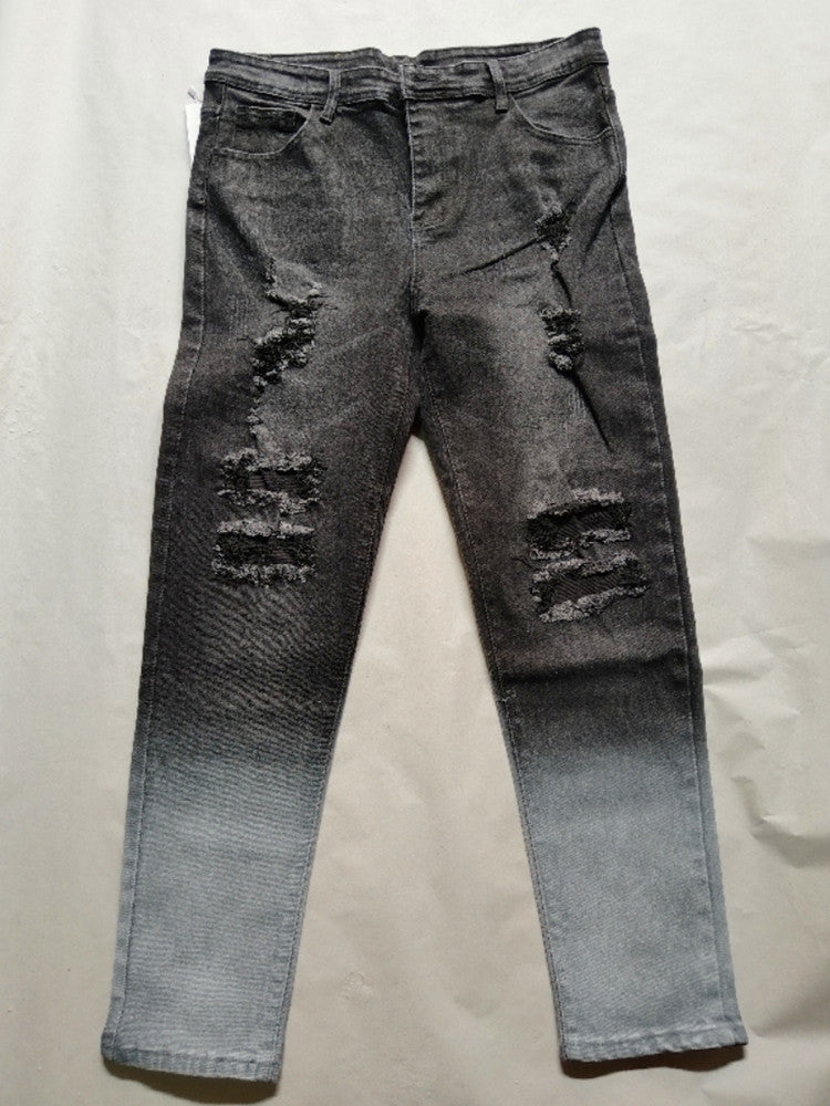 Streetwear Jeans med Hål Herr – Slim Fit Tvättad Denim Skinny 6 Färger S–3XL 2026