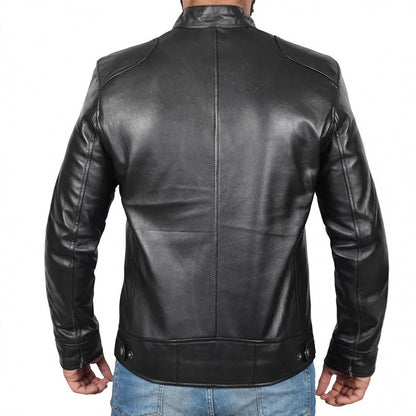 Herrjacka PU-Läder Retro Motorcykel Slim Fit Flera Fickor Höst Vår 2026