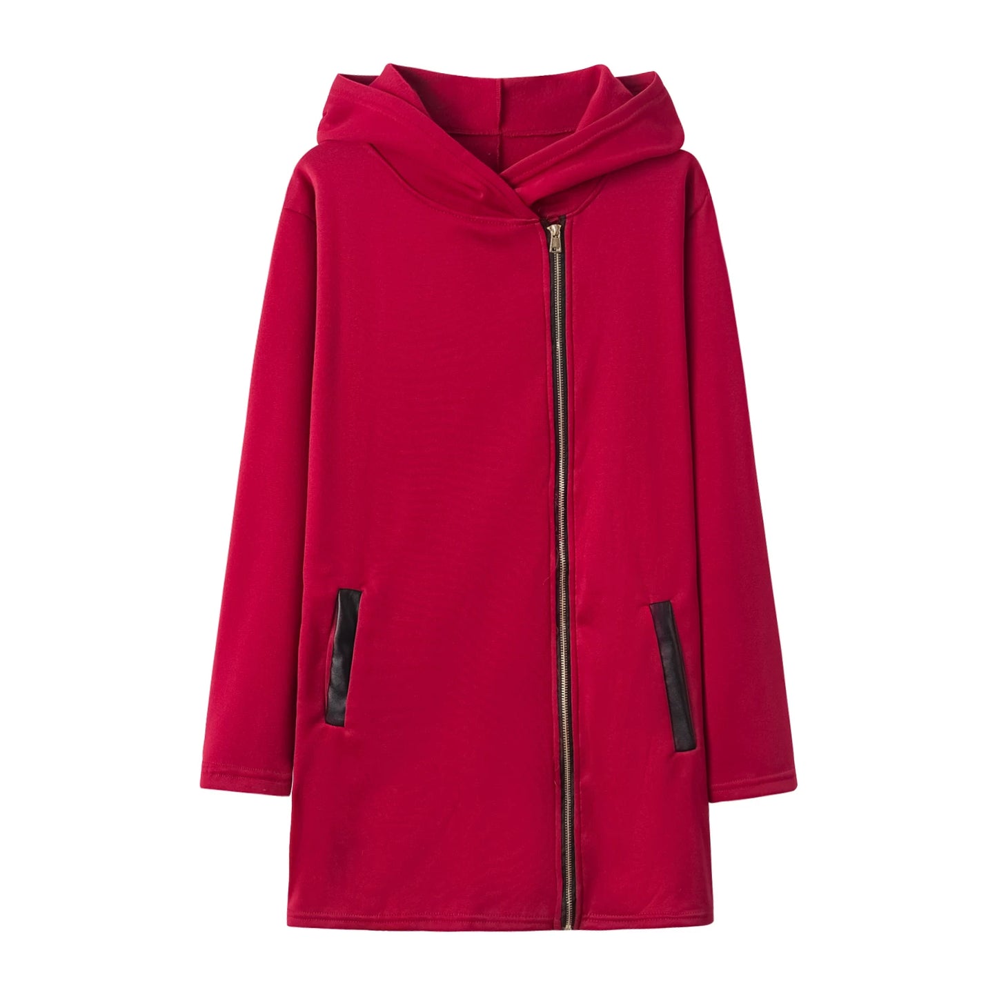 Fashion Trend Loose Side Zipper Plus Fleece Jacket Hooded Sweater Woman