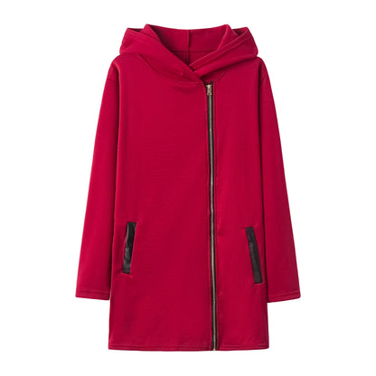 Fashion Trend Loose Side Zipper Plus Fleece Jacket Hooded Sweater Woman