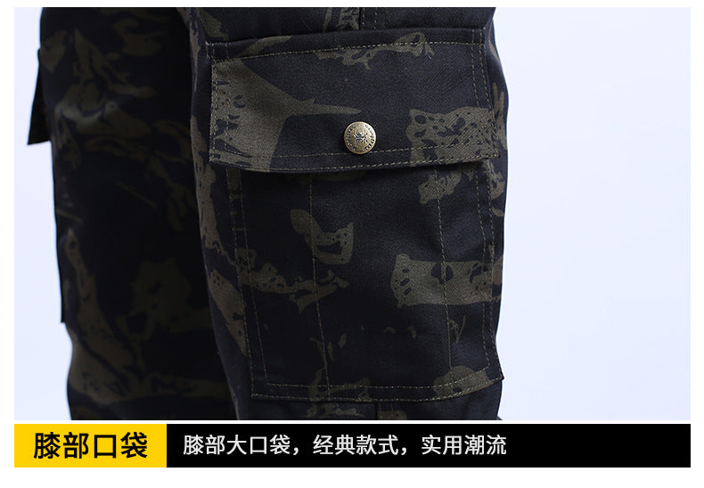 Spring and Autumn Camouflage Work Clothes Men's Anti-Scratch Wear-Resistant Labor Protection Clothing Thickened New suit Pants Site Maintenance Auto Repair Clothing