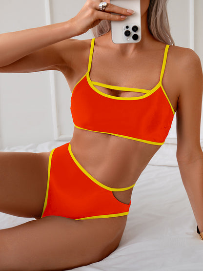 Dambikins Ryggfri – Färgblockerande Sexig Högmidjad Nylon 4 Kombinationer S–XL Badkläder Dam GM25005 2026