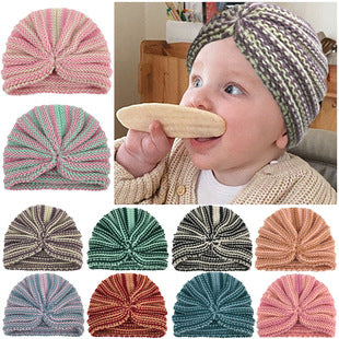 Babyturbanhatt med Knut – Enfärgad Andningsbar Varm Vindtät 11 Färger Unisex 1–2 År x-18129 2026
