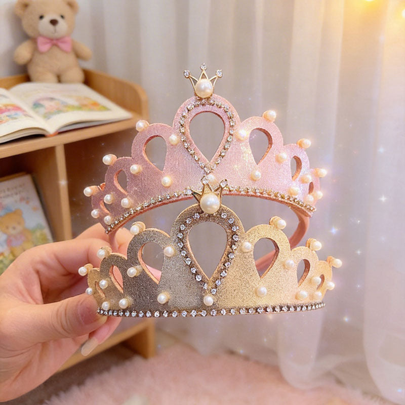 Prinsess Krona Hårband Flickor – Handgjord PVC Kristall Koreansk Stil Födelsedag Föreställning 0–10+ År 2026