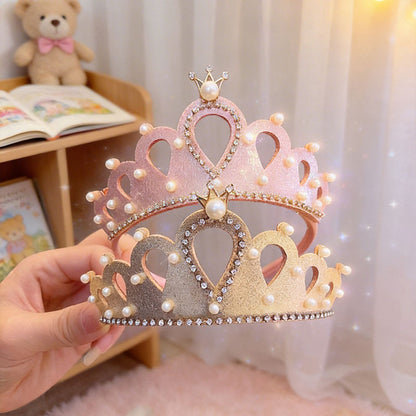 Prinsess Krona Hårband Flickor – Handgjord PVC Kristall Koreansk Stil Födelsedag Föreställning 0–10+ År 2026