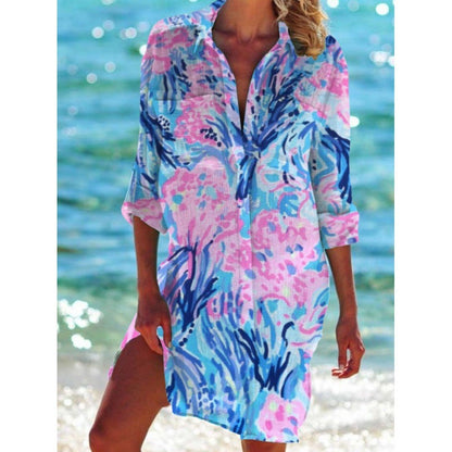 New Foreign Trade Cross-Border Model, Long-Sleeved Swimsuit Shirt, Women's Clothing, Printed Vacation Beachwear