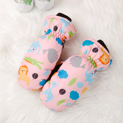 Barnhandskar Skid & Utomhus – Cartoon Vattentåliga Varma Mittens & Femfinger Unisex 2–10 År HX-01 2026