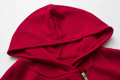 Fashion Trend Loose Side Zipper Plus Fleece Jacket Hooded Sweater Woman