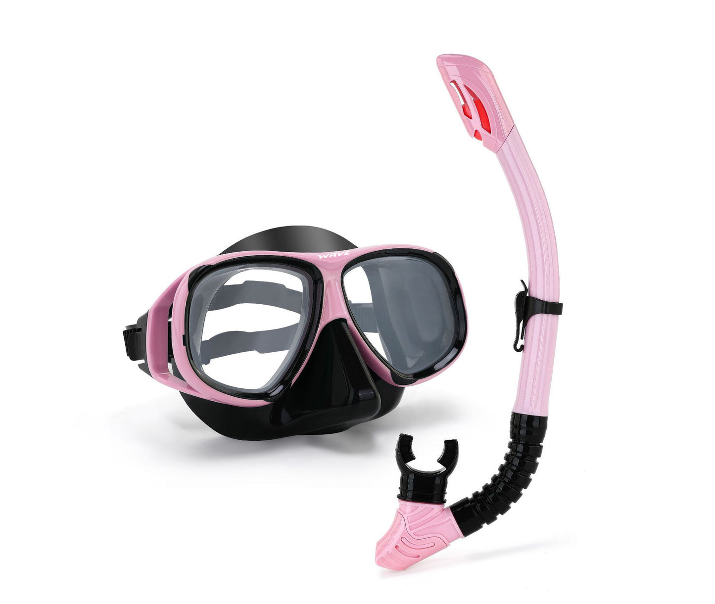 Wave Snorkelset med Styrkelinser – Härdat Glas Torr Andningstub Silikon Anti-Dimma 0–600° Dykglasogön