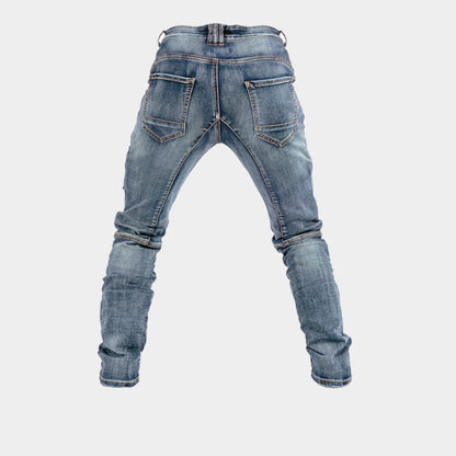 Motorcykeljeans Slim Fit Kevlar – Dubbel Dragkedja Skyddande Riding Jeans Blå S–XXXL 2026