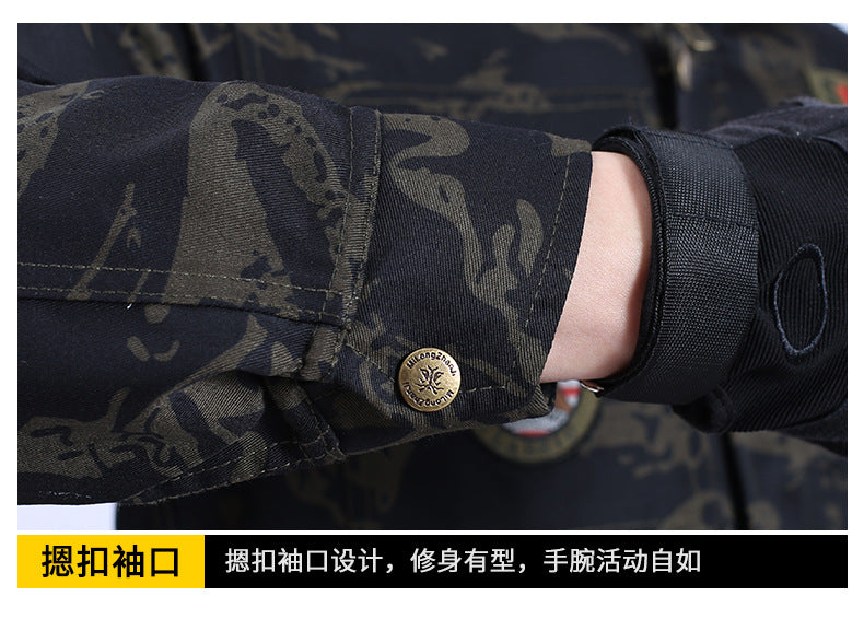 Spring and Autumn Camouflage Work Clothes Men's Anti-Scratch Wear-Resistant Labor Protection Clothing Thickened New suit Pants Site Maintenance Auto Repair Clothing