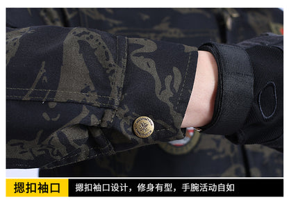 Spring and Autumn Camouflage Work Clothes Men's Anti-Scratch Wear-Resistant Labor Protection Clothing Thickened New suit Pants Site Maintenance Auto Repair Clothing