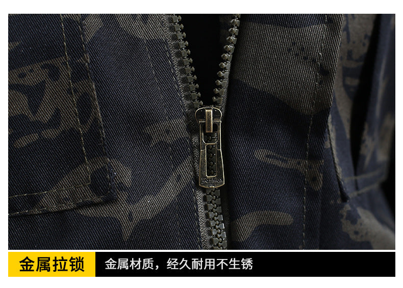 Spring and Autumn Camouflage Work Clothes Men's Anti-Scratch Wear-Resistant Labor Protection Clothing Thickened New suit Pants Site Maintenance Auto Repair Clothing