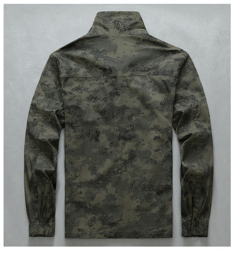 Summer Thin Labor Protection Work Clothes Set Anti-scald Pure Cotton Stretch Construction Site Electric Welding Auto Repair Camouflage Clothes Shirt