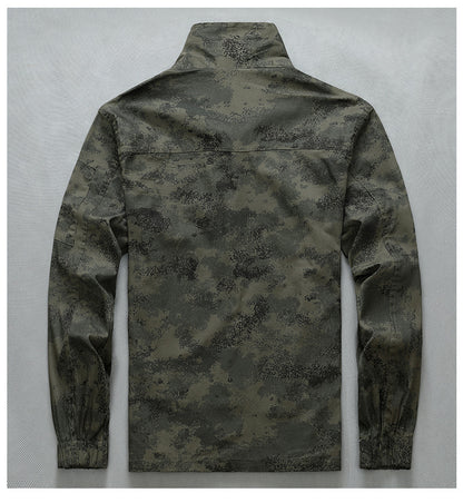 Summer Thin Labor Protection Work Clothes Set Anti-scald Pure Cotton Stretch Construction Site Electric Welding Auto Repair Camouflage Clothes Shirt